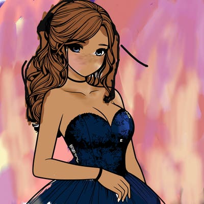 realistic girl in prom dress