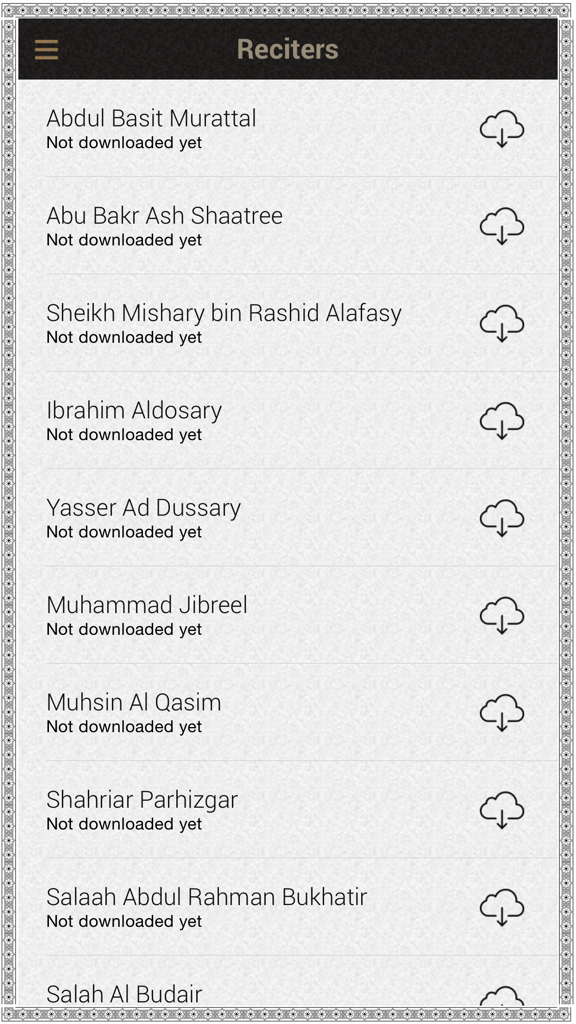 List of available Quran reciters for download in the Quran Malay app