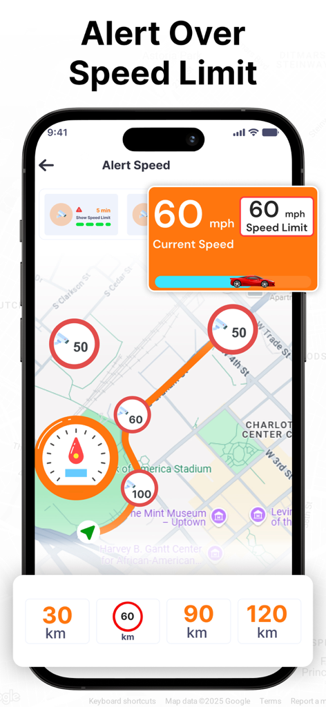 Camera Detector:Speed Tracker - Alerta de límite de velocidad y mapa de seguimiento de velocidad en tiempo real