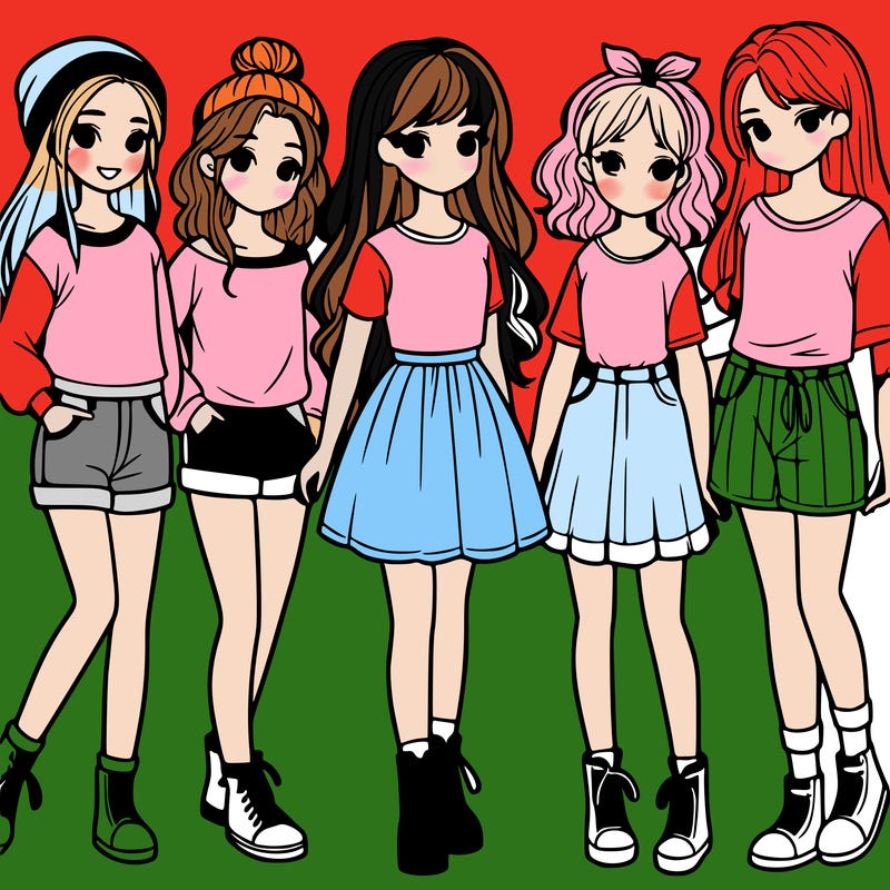 a group of five girls