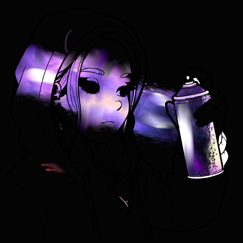 a realistic girl, spray painting