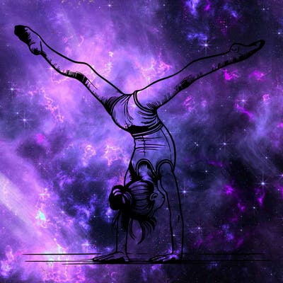 realistic gymnastic hand stand girl in four splits