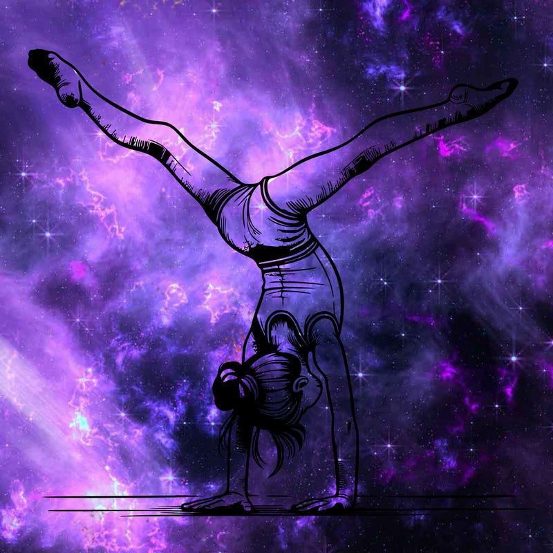 realistic gymnastic hand stand girl in four splits