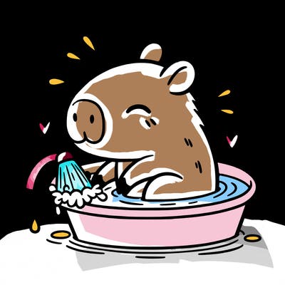capybara taking a bath