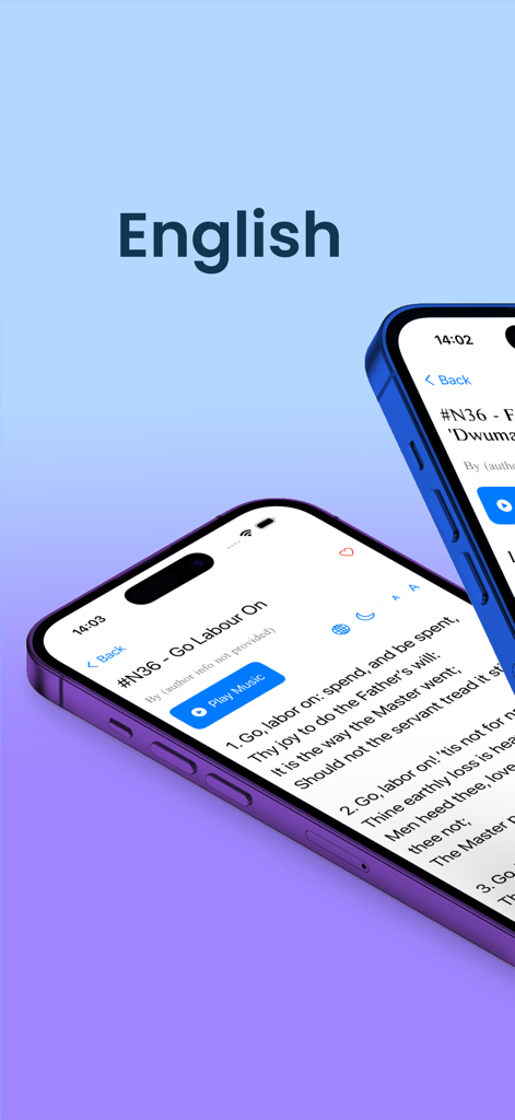 Twi SDA Hymnal - The Twi SDA Hymnal app displaying the English lyrics for hymn number N36