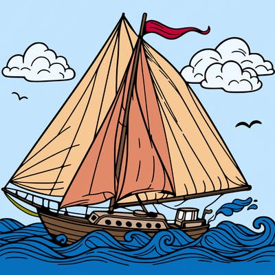 sailingboat in lineart