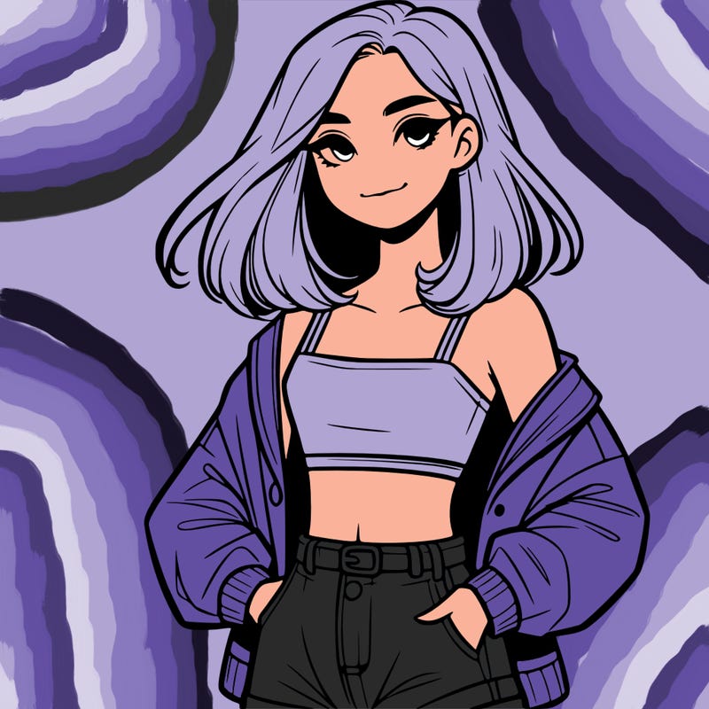 a realistic girl with a crop top and short shorts in an open jacket