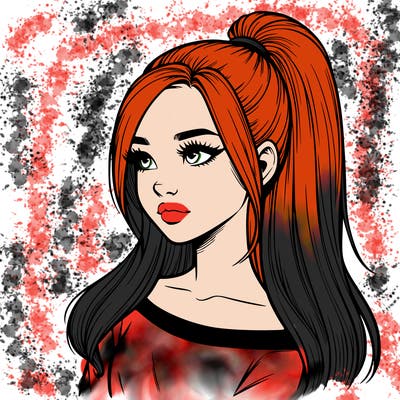 realistic girl with a high ponytail