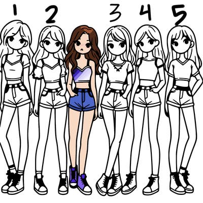 a group of girls wearing crop tops and shorts