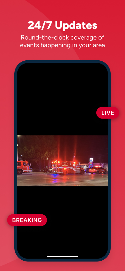 ABC24 - Memphis News - ABC24 Memphis app screenshot showing live breaking news coverage with emergency vehicles.