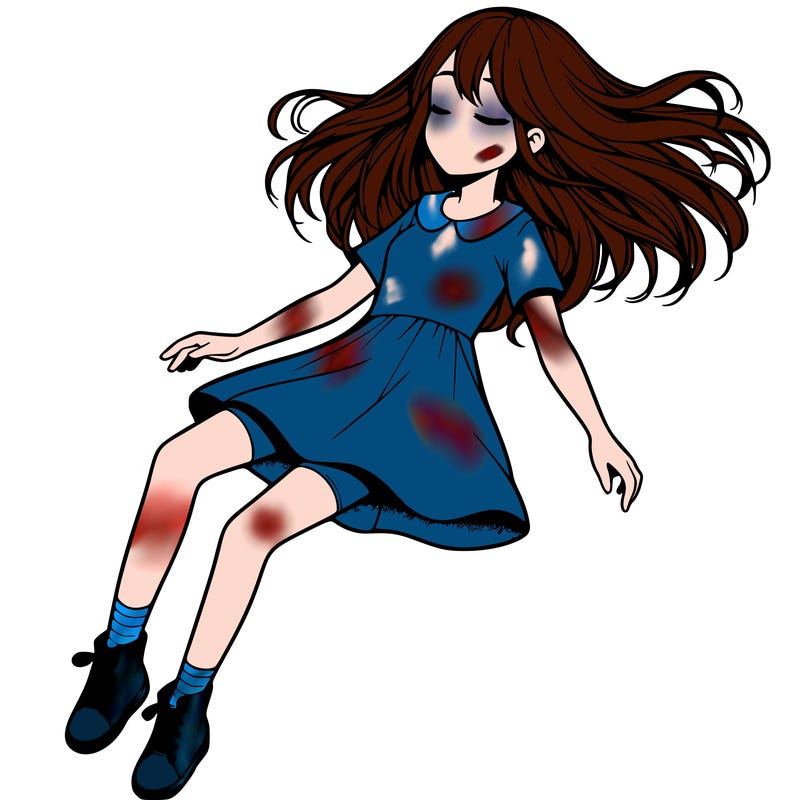 realistic girl floating