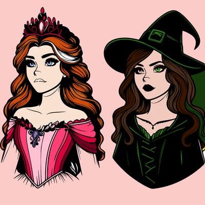 princess and witch realistic