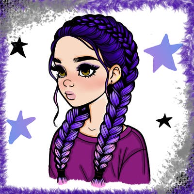 realistic girl with braids