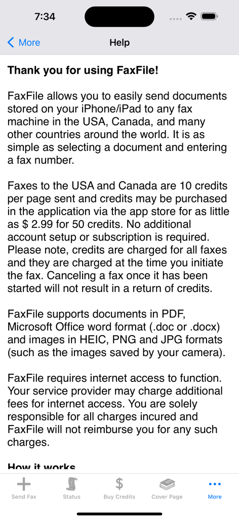 FAX for iPhone - send fax app - FAX for iPhoneアプリのヘルプと情報画面