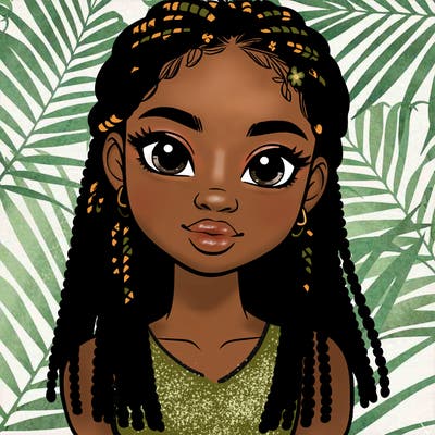 a realistic black girl with braids