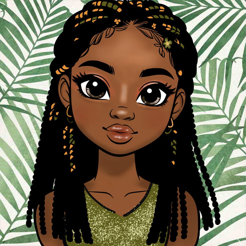 a realistic black girl with braids