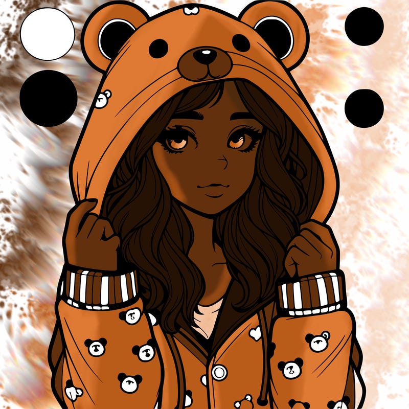 realistic girl in a animal pjs hoodie