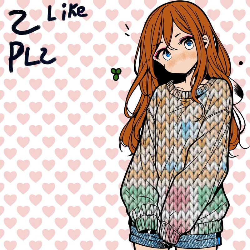 manga teen girl  in a sweater and baggy pants