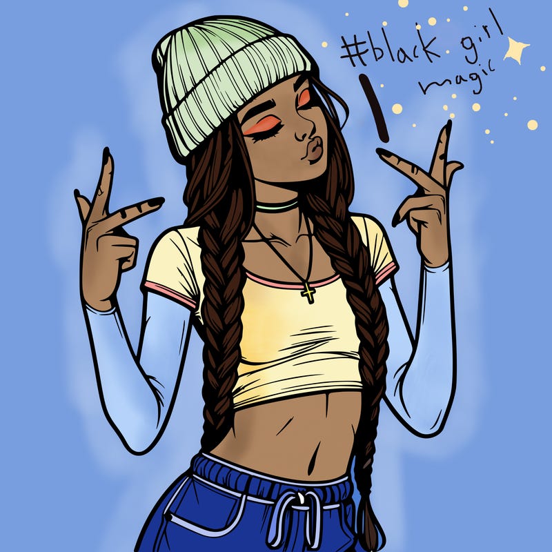 realistic teenage girl with braids and a beanie and crop top doing 🫶🏼