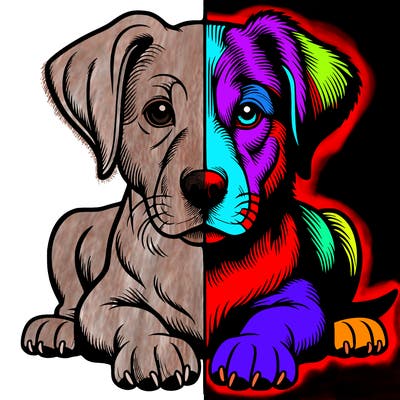 realistic dog split picture