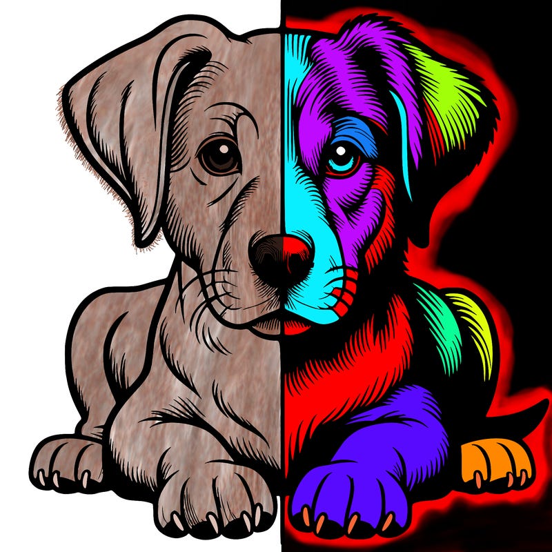 realistic dog split picture