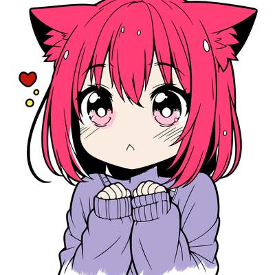 shy anime catgirl