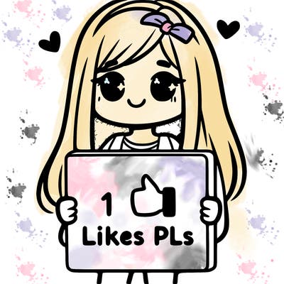 girl holding a sign saying 10 likes pls