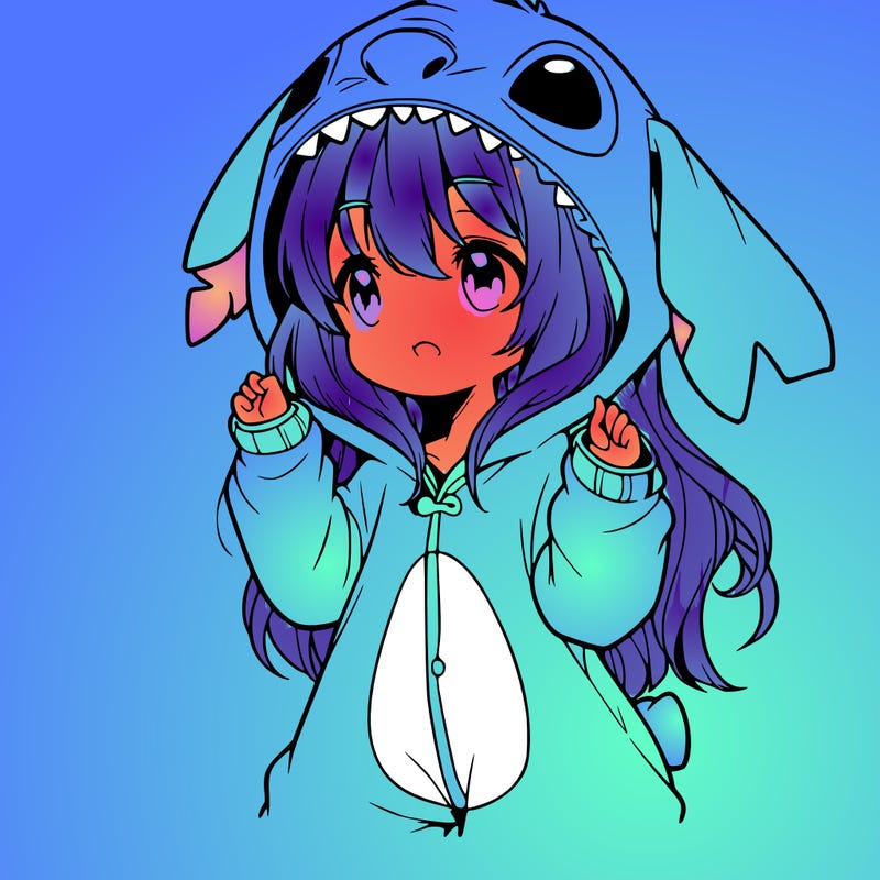 anime girl in a stitch onsie