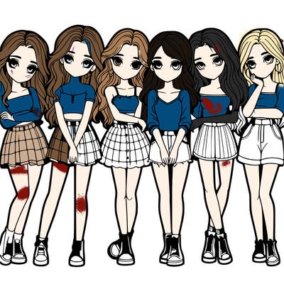 a group of girls realistic