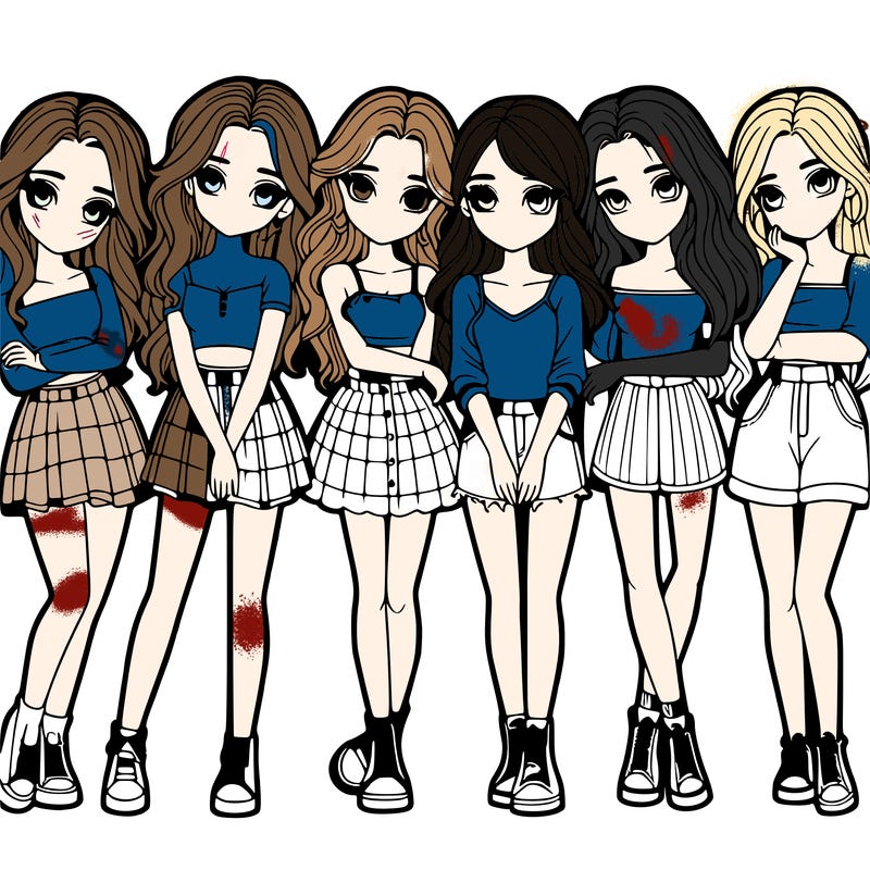 a group of girls realistic