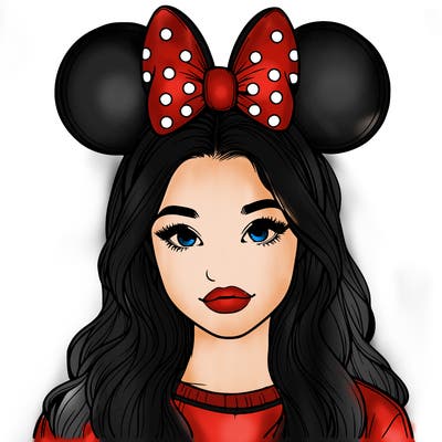 aesthetic realistic girl wearing mickey mouse ears