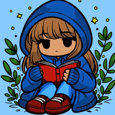 girl in oversized hoodie reading a book