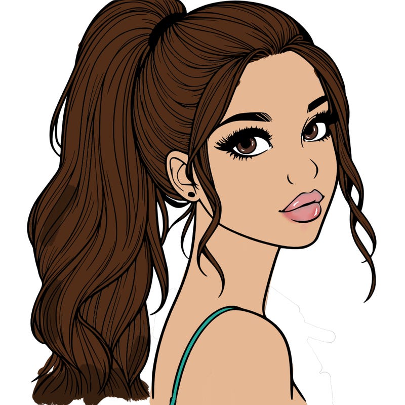 realistic pretty girl with high pony tail