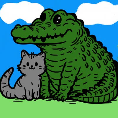 crocodile with a kitten