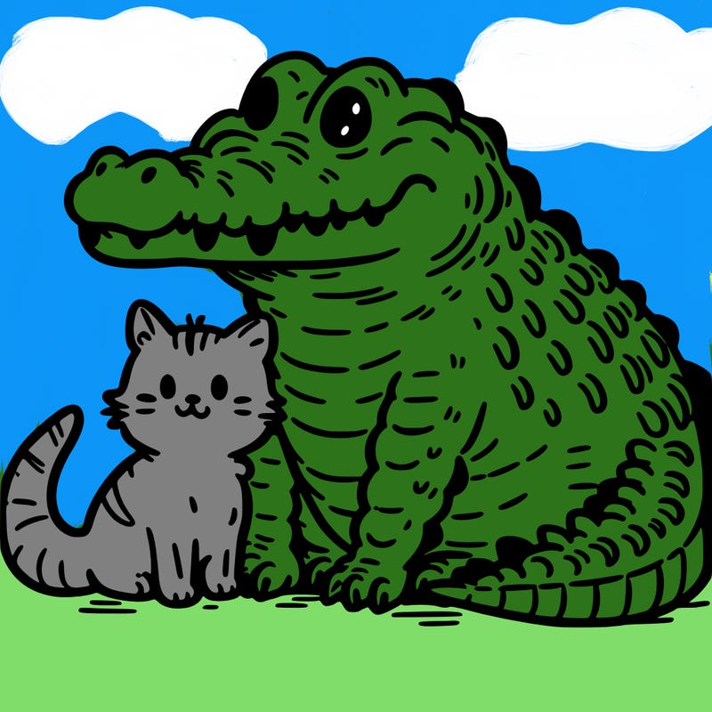 crocodile with a kitten