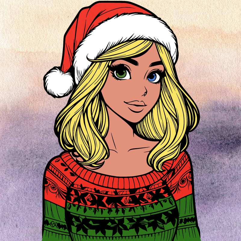 realistic lady in a christmas sweater