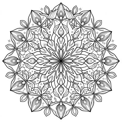 Delight in the detailed beauty of Stanhopea orchids meticulously crafted into a stunning mandala design. This symmetrical floral art offers a captivating coloring experience for nature lovers.