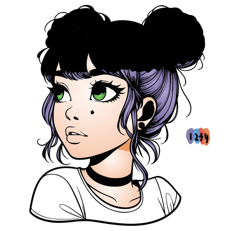 realistic girl with spacebuns