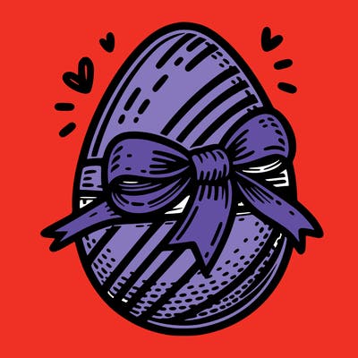 large chocolate egg with ribbon