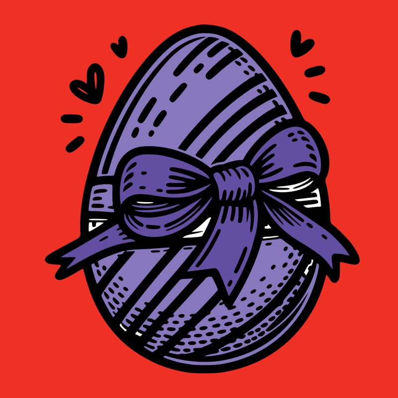 large chocolate egg with ribbon