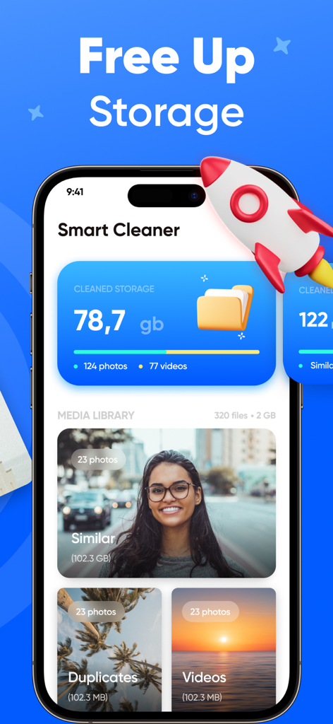 Cleaner Ultra: Clean Storage - Cleaner Ultra app interface showing smart storage cleaning and photo management features