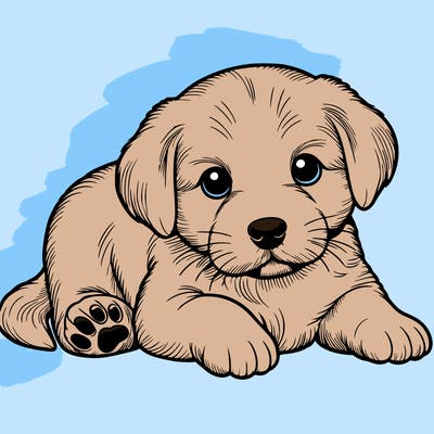 a cute realistic puppy