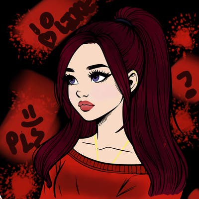 realistic girl with a high ponytail