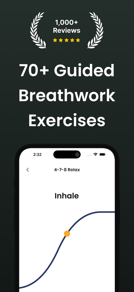 Breathwork by One Deep Breath - iPhone displaying a 4-7-8 relax guided breathing exercise from the One Deep Breath app