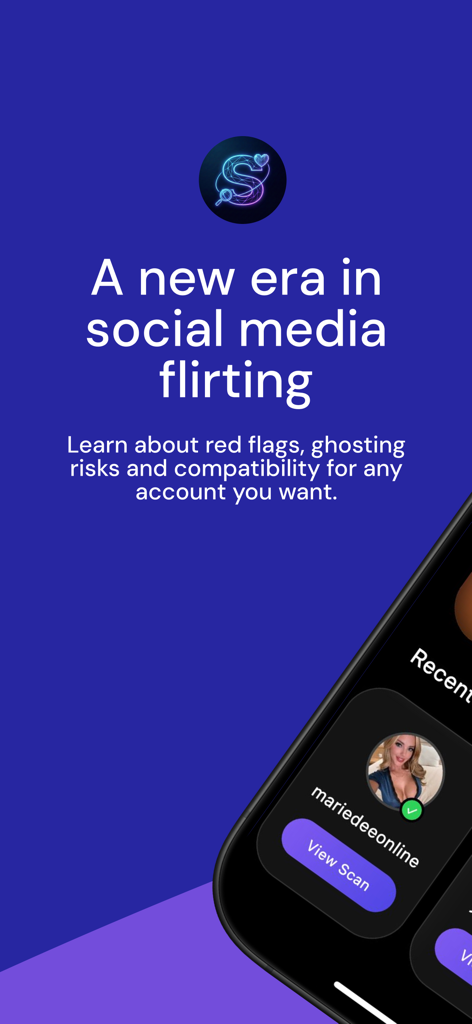 Tela de marketing do aplicativo Spy & Stalker para Instagram mostrando recursos para detecção de bandeiras vermelhas e riscos de ghosting.