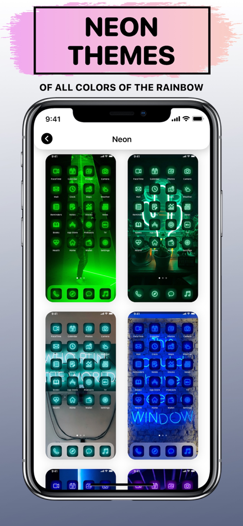 X Icon Changer: Icons & Themes - Una variedad de temas de iconos de aplicaciones de neón de colores para la personalización de la pantalla de inicio