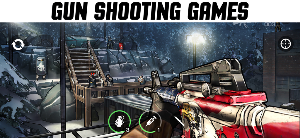 Gun 2 Shooting Game : FPS - Jogabilidade de tiro em primeira pessoa em Major Gun com gráficos em estilo de arte de quadrinhos e combate tático