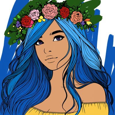 realistic girl with flower crown