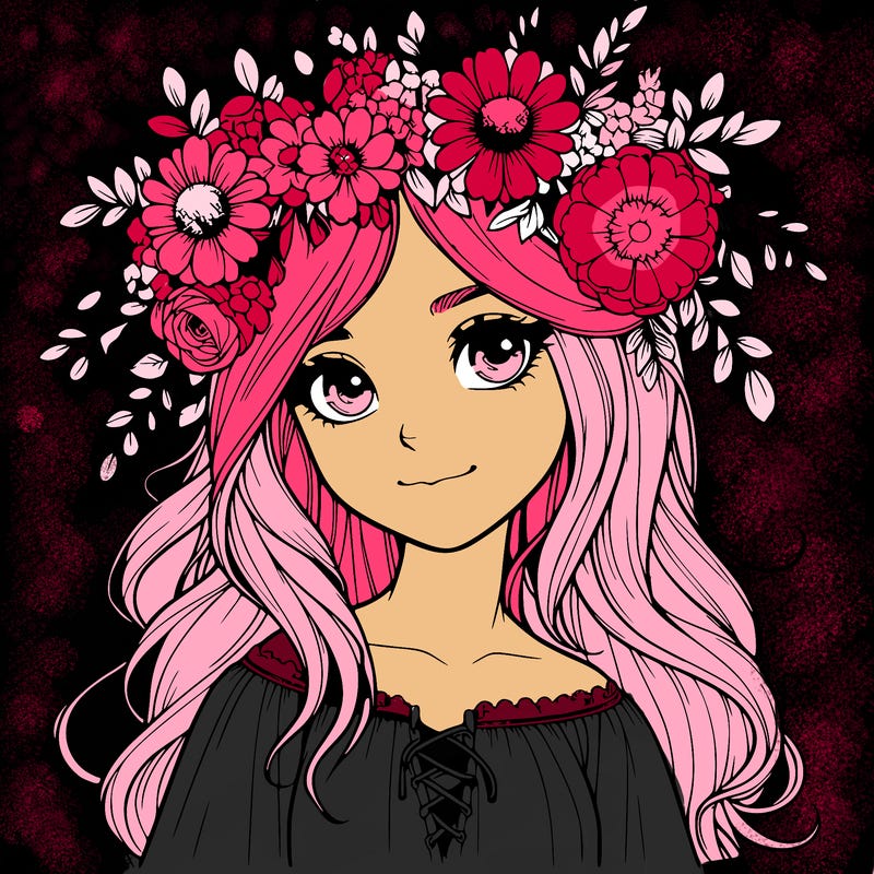 realistic girl with flowers crown