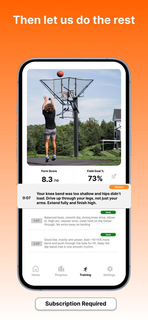 Swish AI - Swish AI mobile app showing basketball shot analysis and coaching tips
